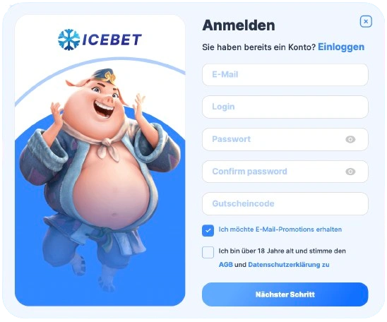 Icebet-Registrierung